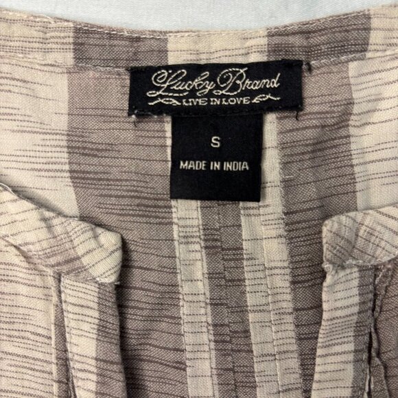 LUCKY BRAND Tunic Sz Small Striped Embroidered Prairie Top Bell Sleeve - Picture 4 of 5
